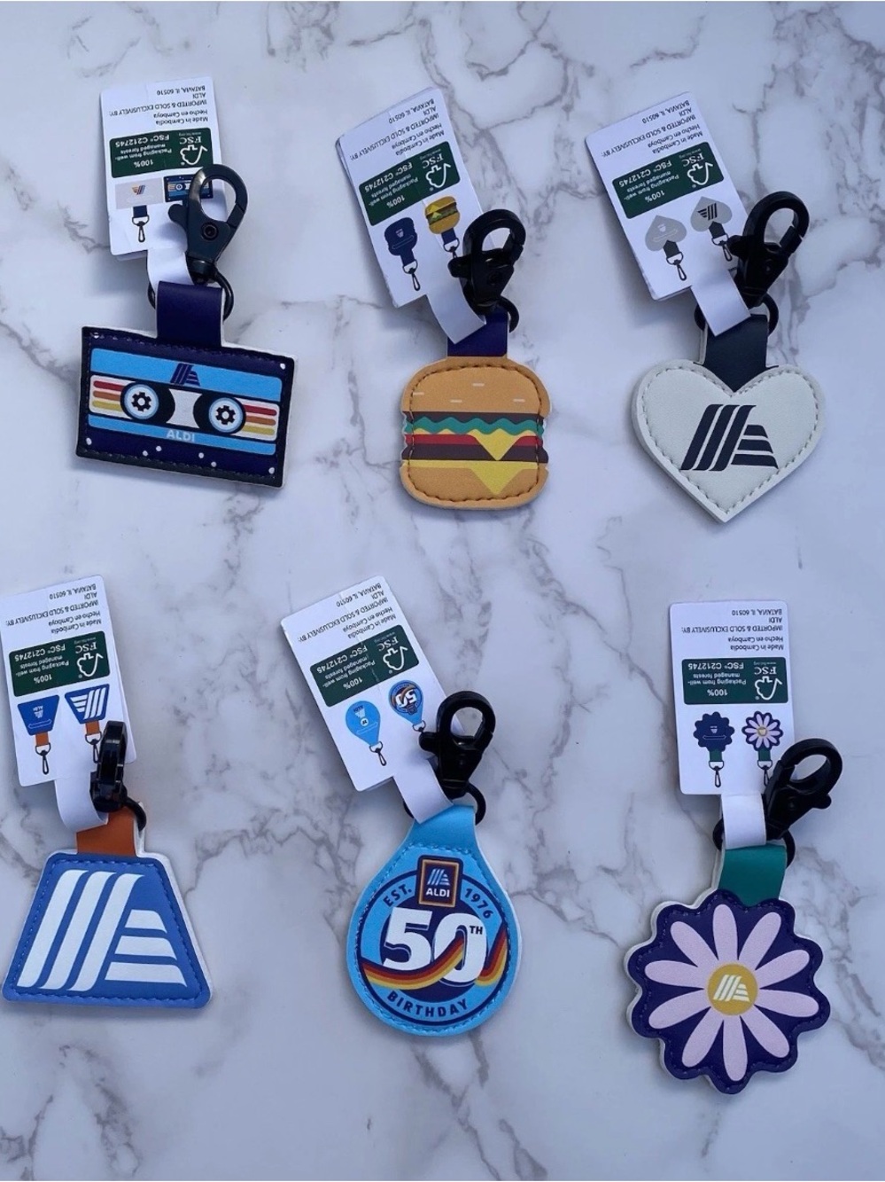 Set Of 6 Aldi Limited Ed. 50Th Birthday Quarter Keeper Coin Holder Keychain 2026